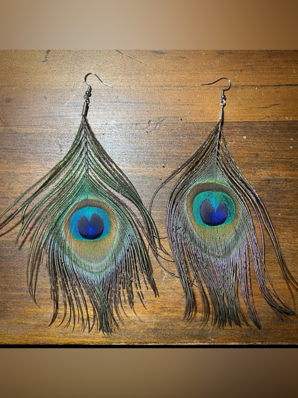 Large Peacock Feather Earrings